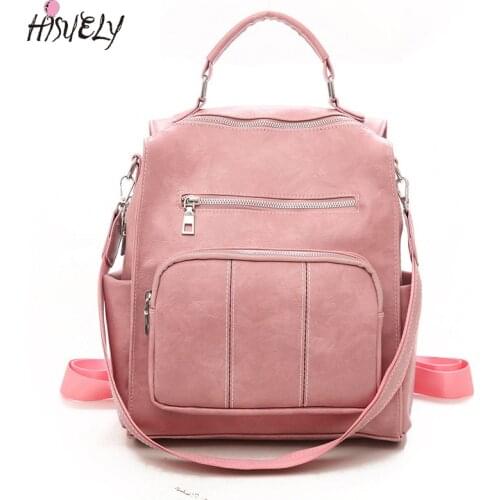 HISUELY Fashion Bohemia Women Shoulder Bag PU Leather Travel Backpack High Quality School Bag for Girl Sac a Dos Feminina BG901B