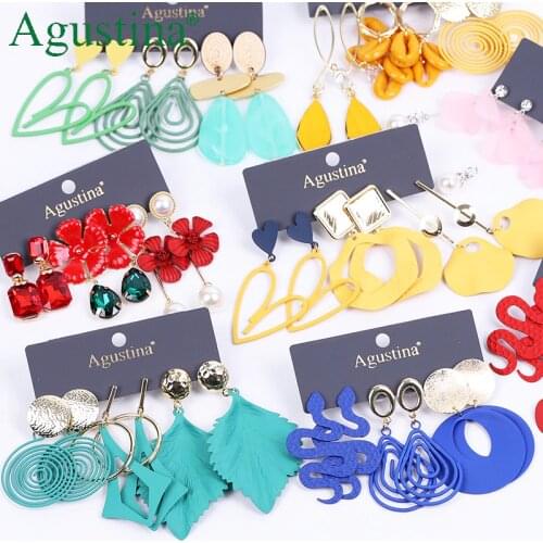 Agustina Earrings Set Red Boho Drop Earrings Fashion Jewelry Women Bohemian Long Earrings Blue Earring Statement Earings