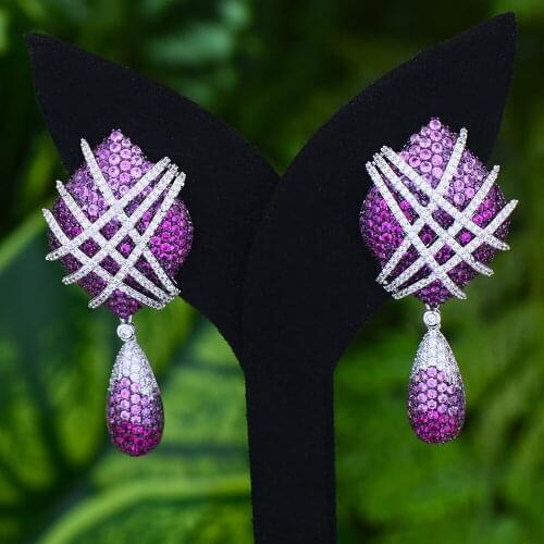 LARRAURI Brand Famous Wedding Party Nightclub Dressing Up Earring Elegant Full Micro Cubic Zirconia CZ Earrings Engagement Women