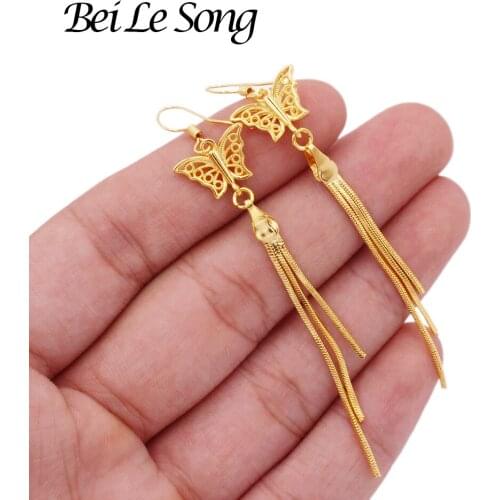 Earrings tassel pendants butterfly earring jewelry 24K gold color for women hoop earings earrings piercing dangle earing girls