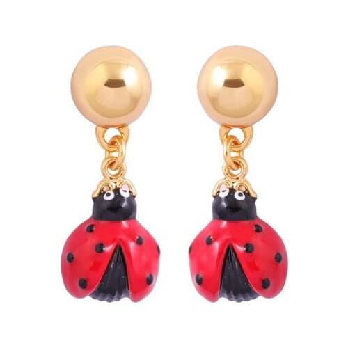 Cute And Sweet New Creative Animal Insect Earrings Fashion And Elegant Banquet Simple Red Bug Ear Jewelry Female