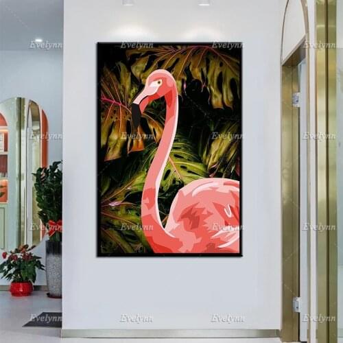 Nordic Minimalist Flamingo Wall Art Print Poster Modular Pictures Scandinavian Style For Living Room Home Decor Wooden Frame A3