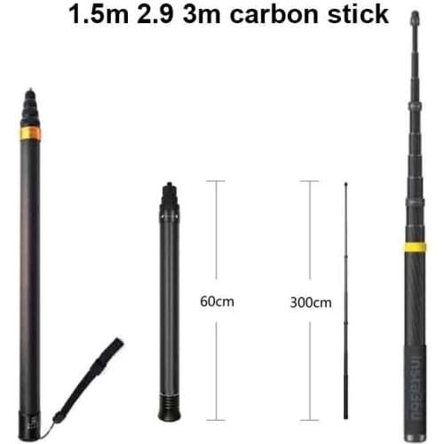 3m Ultra-Long Carbon Fiber Invisible Selfie Stick monopod For gopro hero 9 5 6 7 8 sjcam sj4000 xiaomi yi camera accessories