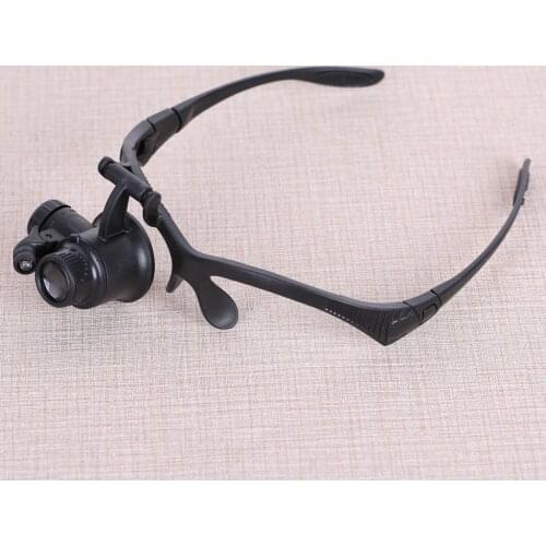 10X 15X 20X 25X Watch Repair Dental Loupes Single Cylinder Glasses Style Magnifying Glass With LED Lights Eyewear Magnifier