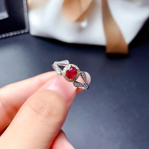 Shilovem Natural New Burning Pigeon Blood Ruby Gemstone Rings for Women Real 925 Sterling Silver Fine new gift mj0405883agh