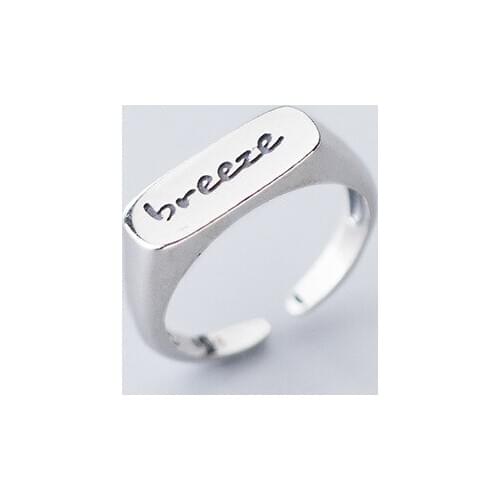 2020 925 Sterling Silver Rings Female Korean Temperament Fashion Letter Breeze Carved Finger Rings for Women Silver 925 Jewelry