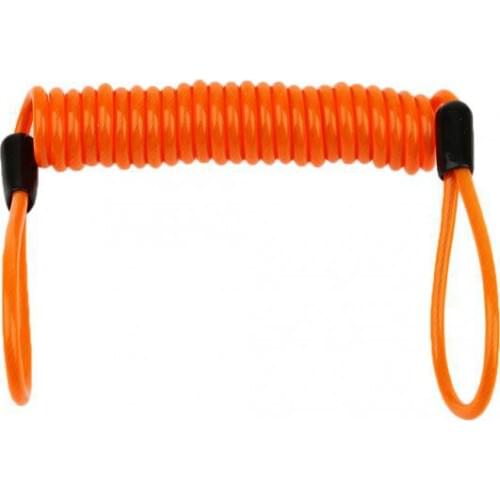 1.5m Safety Lanyard Spring Coil Rope Disc Brake Lock Reminder Cable Orange
