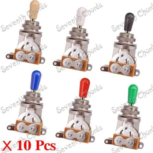 10 Pcs Chrome Guitar Pickup 3 Way Toggle Switch Selector Switch for Electric Guitar Bass (6 Colour Tip Can Choose)