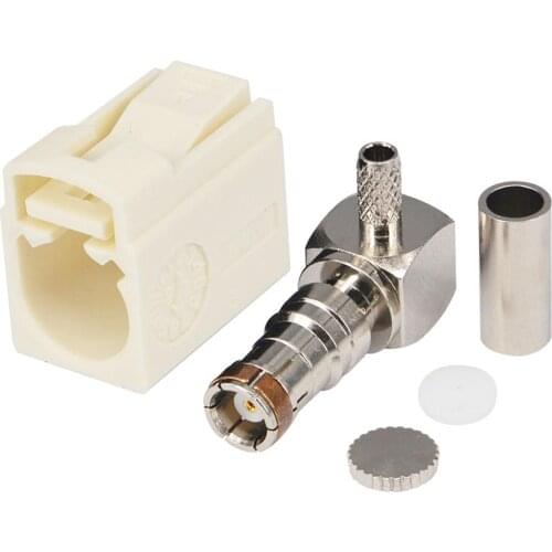 10 PCS Car Radio Antenna Connector Fakra B White/9001 Jack Female Right Angle Crimp for Coaxial Cable RG316 RG174 LMR100