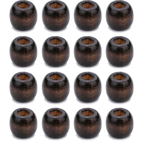 100pcs Natural Deep Brown Color Wood Bead Barrel Shape Beads Loose Spacer Charm No Harm Bead for DIY Kid Jewelry Makings