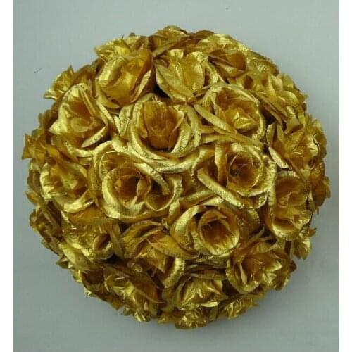 30 CM gold artificial rose silk flower kiss ball Christmas decoration birthday wedding party decorations Flores wedding flowers
