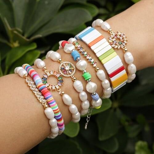 5 pcs/lot natural freshwater pearl gold cubic initial alphabet 26 A-Z letter paved cubic zircon beaded couple bracelet jewelry