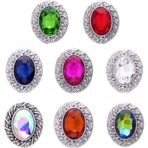 5pcs/lot Wholesale Snap Jewelry Mixed Colorful Rhinestone Crystal 18mm Snap Button Jewelry Fit Snap Bracelet DIY Charms Jewelry