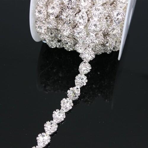 5 Yard/ Roll Handmade Crystal Rhinestone Trim Chain Decoration Crystal Applique for Garment Dress DIY Bridal Wedding Waist Belt
