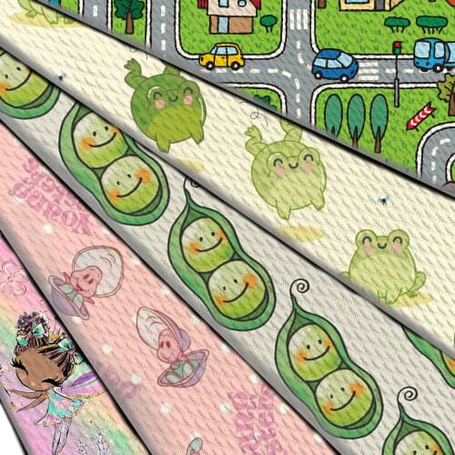50*145cm Kawaii Frog Bubble Fabric Cartoon Car Bullet Textured Liverpool Fabric for Sewing Needlework DIY Cloth