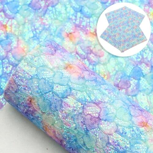 David accessories 20*33CM Texture Lace Love Chunky Glitter Synthetic Leather Patchwrok For Hair Bow Bag DIY Project,1Yc11401