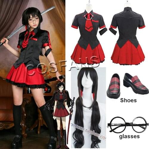 Anime Blood-C Kisaragi Saya Girl Cloth Uniform Cosplay Costume Halloween women men cosplay costume wig shoes glasses