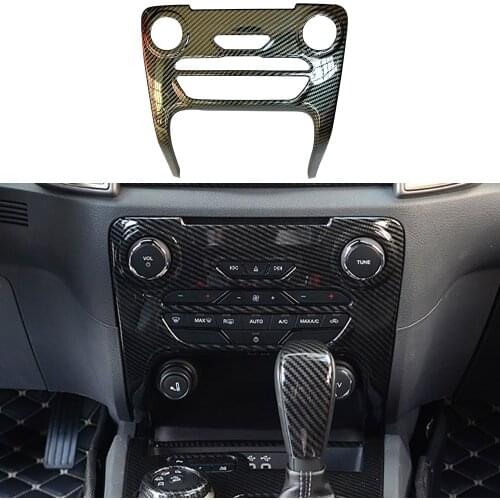 Auto Parts Carbon Fiber Color Interior For Ford Ranger Everest Endeavour 2015-2021 Center Console Button Frame Gold Cover