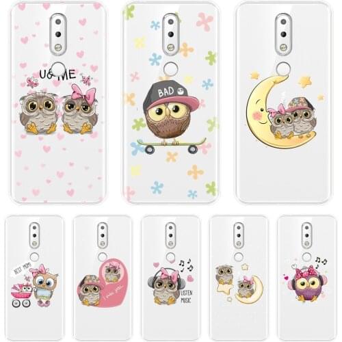 Back Cover For Nokia 7.1 6.1 5.1 3.1 2.1 Plus Soft Silicone Owl Moon Heart Love Kawaii Phone Case For Nokia 2.1 3.1 5.1 6.1 7.1