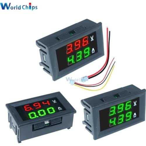 Diymore Mini Digital Voltmeter Ammeter DC 100V 10A Panel Amp Volt Voltage Current Meter Tester 0.56" Blue Red Dual LED Display