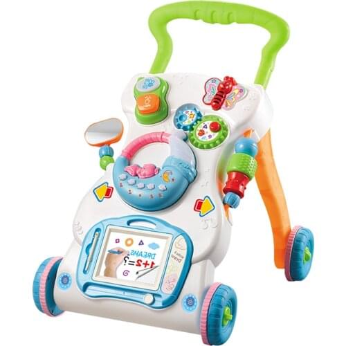 Baby Walker Anti-Rollover Sit-to-Stand Walker Stroller with Multiple Activities Music Toys Push Pull Walking for Infants
