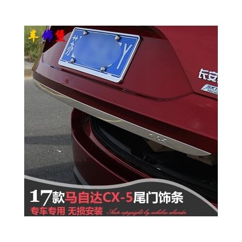 For Mazda CX-5 CX5 2017 2018 trunk rear tail box door Stainless steel chrome trim strips Car styling 1pcs