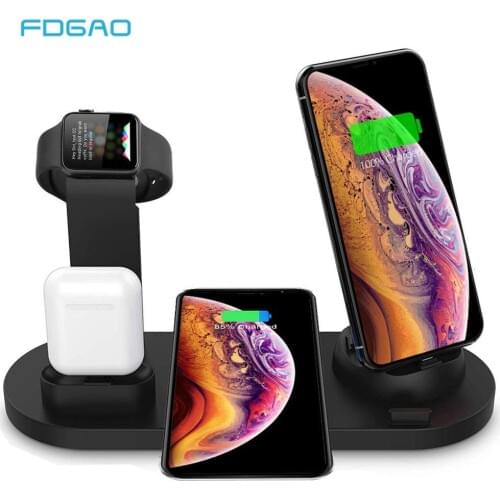 FDGAO Charging Dock Station For Apple Watch iPhone X XS XR 8 11 Samsung S10 S9 Airpods 10W Qi Fast Wireless Charger Stand Holder