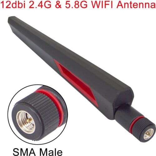 10PCS 12 dbi Dual band WIFI Antenna 2.4G 5.8GHz SMA Male Antennas Amplifier WLAN Router Antenne Booster