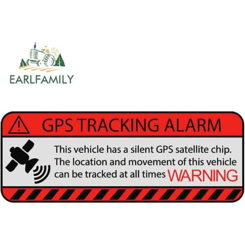 EARLFAMILY 13cm x 4.9cm for Gps Tracking Alarm Car Stickers Creative Decals JDM Accessories Skateboard Waterproof DIY Goods