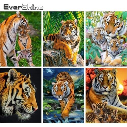 EverShine 5D Diamond Painting Kits Tiger Diamond Embroidery Cross Stitch Animals Rhinestones Art Hobby Gift Home Decoration