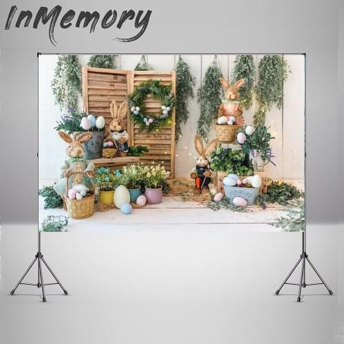 Photography Backdrop Easter Bunny Spring Backdrops Child Birthday Party Green Fantasy Garden Easter Eggs photo Background
