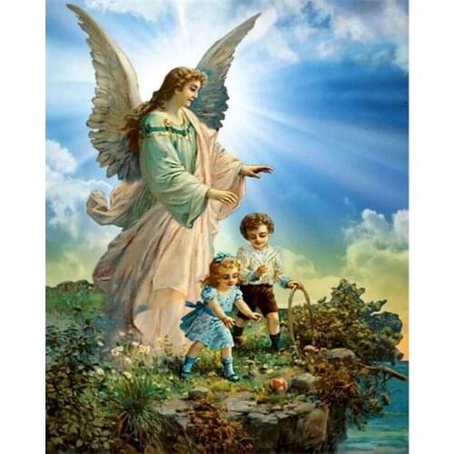 GATYZTORY DIY Frame Painting By Numbers Angel and child Figure Paint By Number Unique Handmade Home Decors Artwork