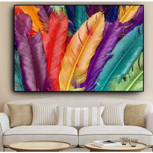 Modern Abstract Watercolor Feather Oil Painting on Canvas Posters and Prints Cuadros on the Wall Art Picture for Living Room