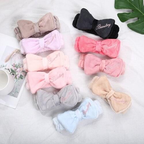 Coral Fleece Makeup Face Wash Womens Hairband Cute Plush Girls Gift Printing Bowknot Hairband Jewelry Daily Necessities