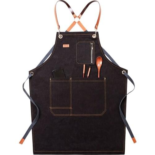 Cowboy apron Korean fashion men and women barista milk tea flower shop restaurant work clothes hairdressing custom logo printing
