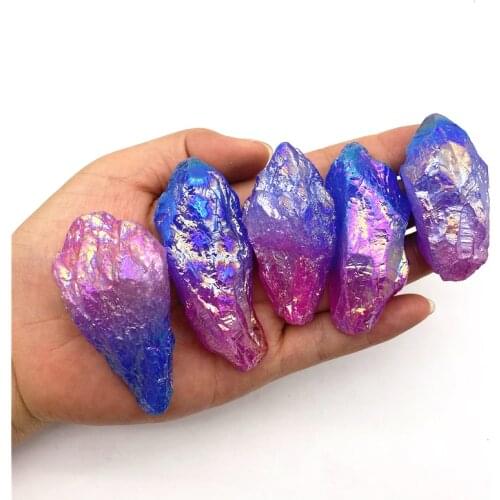 Beautiful 1PC Natural Crystal Aura Electroplated Quartz Specimens Rough Healing Energy Stone Raw Chakra Gift Gemstone Home Decor