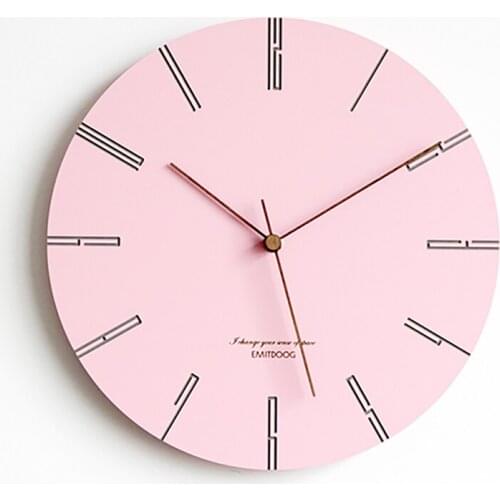 Creative Pink Wall Clock Modern Design Green Round Wall Clock Silent Clocks Living Room Decoration Watch Reloj De Pared B50