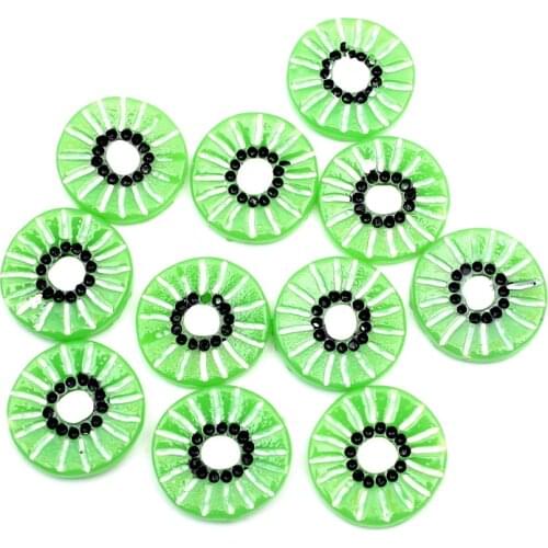 LF 20Pcs Green 16mm Kiwi Resin Decoration Crafts Flatback Cabochon Embellishments For Scrapbooking Cute Diy Accessories