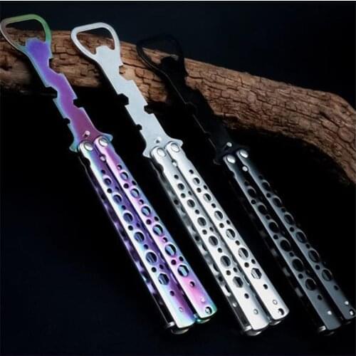1Pcs Stainless Steel Bottle Opener Butterfly Knife Style Trainer Tool Metal Beer Bar Supplies Outdoor Camping props For Traine