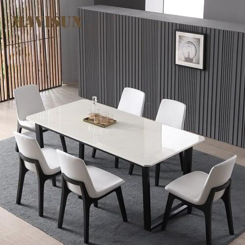 Northern Europe Style Marble Dining Table Minimalist Small Apartment Restaurant Table And Chair Combination Classic Furniture