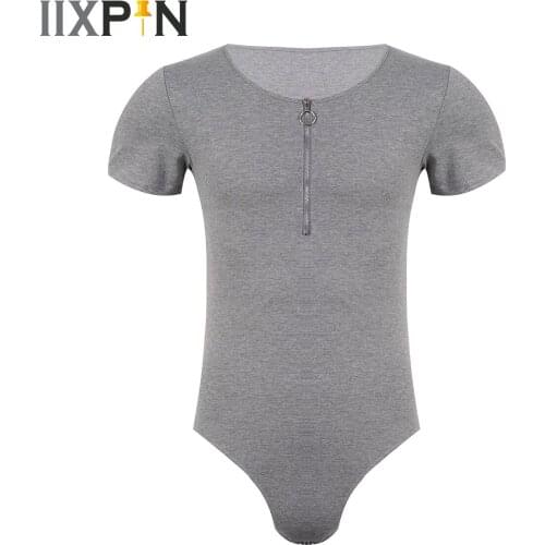 Mens Bodysuit Short Sleeve Crotch Jockstraps Bulge Pouch Leotard Tops Jumpsuit Bodysuit for Fitness Workout Gymnastics Bodysuit