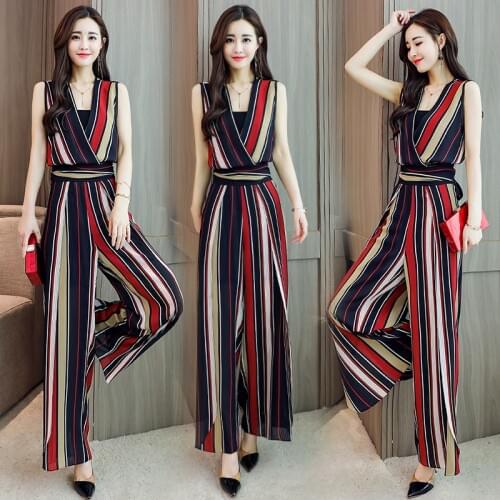 New spring and summer fashion temperament web celebrity goddess fan two suit wide leg trousers skirt yz0019