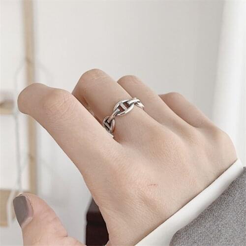 New My orders Artificial First Time Thick Chain Vintage Cocktail Adjustable Rings Tibetan Silver Simple New Technologies 2020