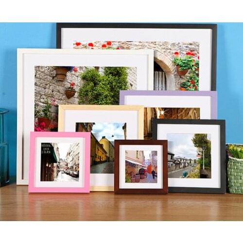 Solid Color Wooden Square Photo Frame Picture Frames Desktop Wall Hanging Function Morden Style Picture Decorated Holder