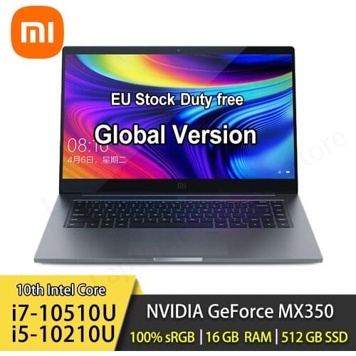 Xiaomi Laptop Pro 15 15.6 Inch i7-10510U / i5-10210U MX350 16GB/8GB RAM 512/1TB SSD 100% sRGB Win10 Office ultra-thin Notebook
