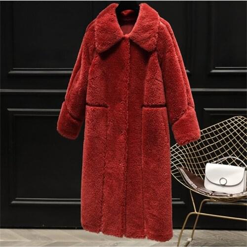 Granule Imitation Sheep Shearing Coat Female Long Section Composite Fur One Fur Loose Long-Sleeved Jacket 2019 Warm New Wave