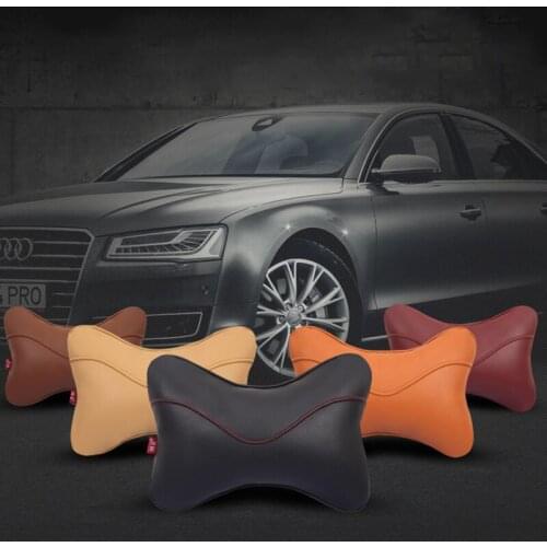 A Pair of Car Headrest Neck Pillow Ice Silk Leather Four Seasons General Comfort Protection Head Cervical Vertebra