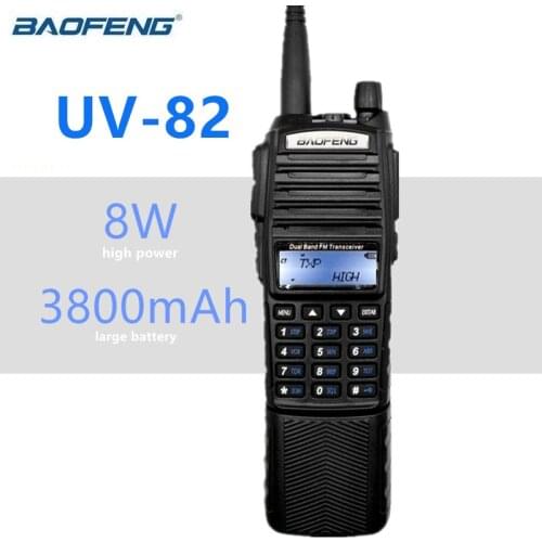 BAOFENG UV-82 8W Walkie Talkie 10KM VHF UHF Dual PTT Scanner Radio Amateur 3800mAh Large Battery Marine CB Ham Radio Transmitter