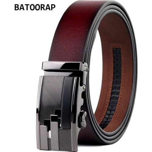 BATOORAP Vintage Belt Luxury Brand For Fashion Jeans Waist Dress Strap Male Metal Buckle Automatic Men Belt Leather Genuine FGZ8