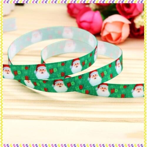 3/8'' Free shipping christmas santas printed grosgrain ribbon hairbow headwear party decoration diy wholesale OEM 9mm P4832